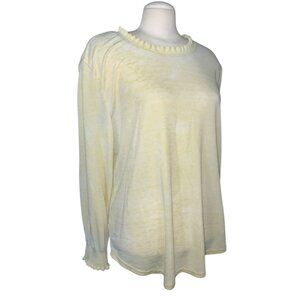 Jane & Delancy XL Yellow Long Sleeve Lightweight Womens Top With Ruffle Trim On
